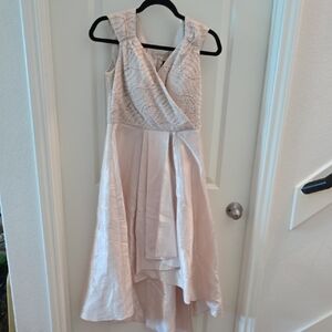 R&M Richards Pink and Gold Asymmetrical Wrap Sundress